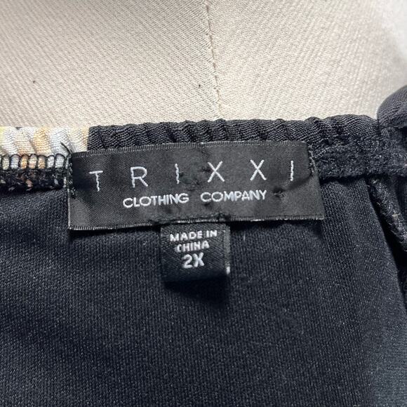 TRIXXI Plus Sized Black Multi Color Floral A-Line Sweetheart Neck Dress Sz 2X - Picture 5 of 7